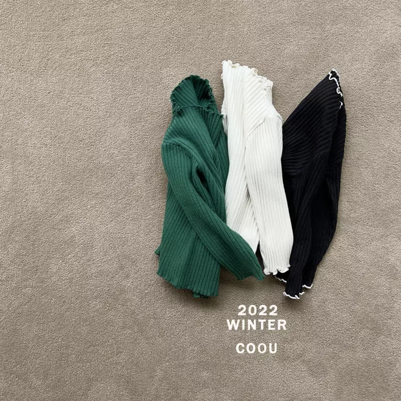 Coou - Korean Children Fashion - #kidsshorts - Wave Half Turtleneck  - 3