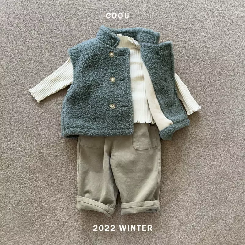 Coou - Korean Children Fashion - #minifashionista - Button Fleece Span Pants - 10