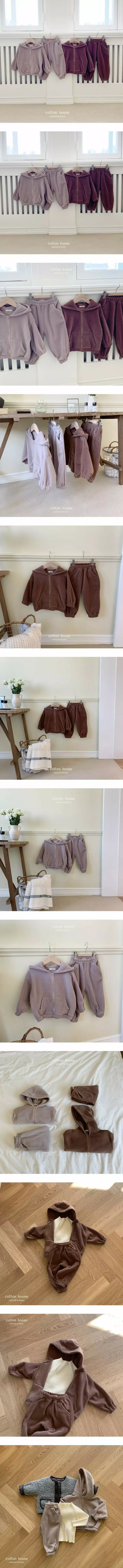 Cotton House - Korean Children Fashion - #todddlerfashion - Zip-up Hoody Set Up