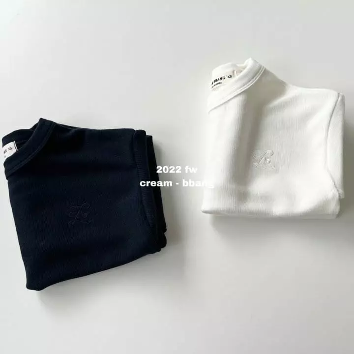 Cream Bbang - Korean Children Fashion - #designkidswear - Fleece Embroidery Piping Tee