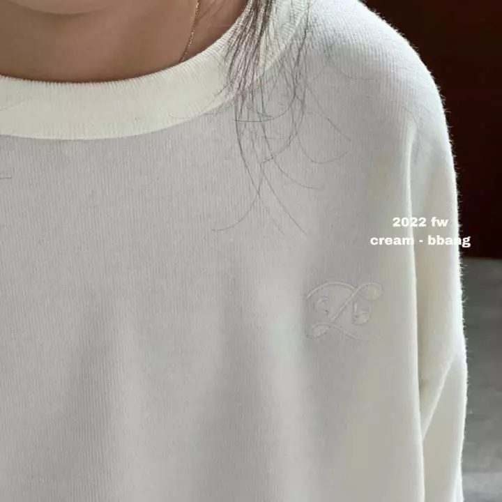 Cream Bbang - Korean Children Fashion - #discoveringself - Fleece Embroidery Piping Tee - 2