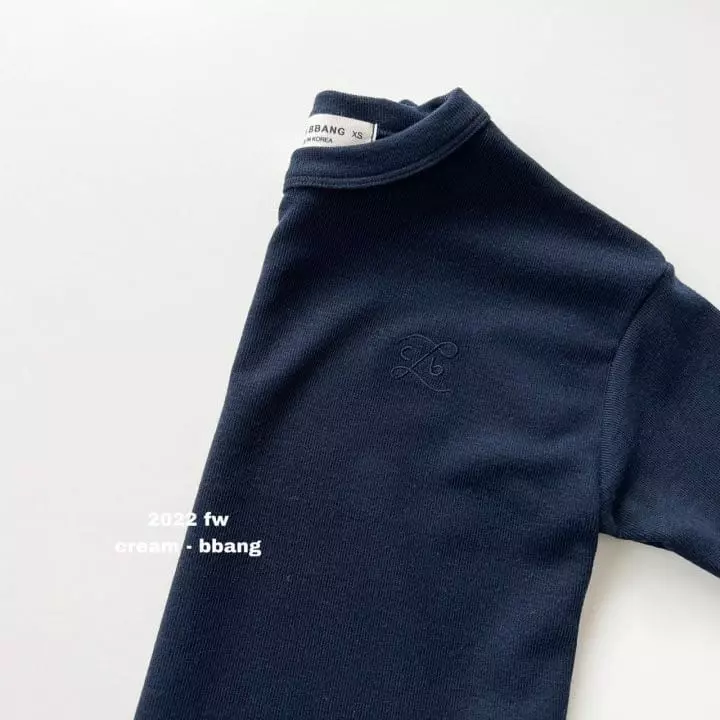 Cream Bbang - Korean Children Fashion - #fashionkids - Fleece Embroidery Piping Tee - 3