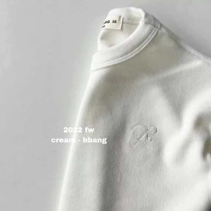 Cream Bbang - Korean Children Fashion - #fashionkids - Fleece Embroidery Piping Tee - 4