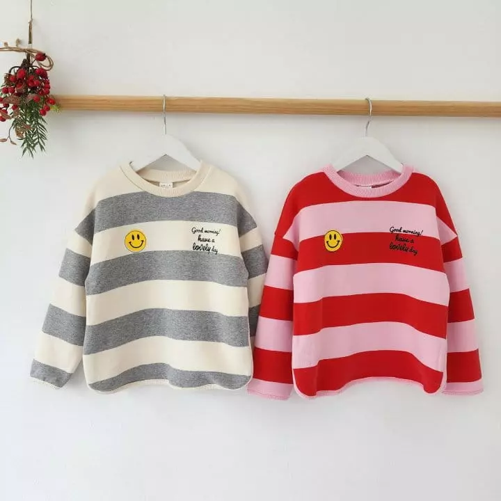 Dalla - Korean Children Fashion - #Kfashion4kids - Smile Stripes Tee