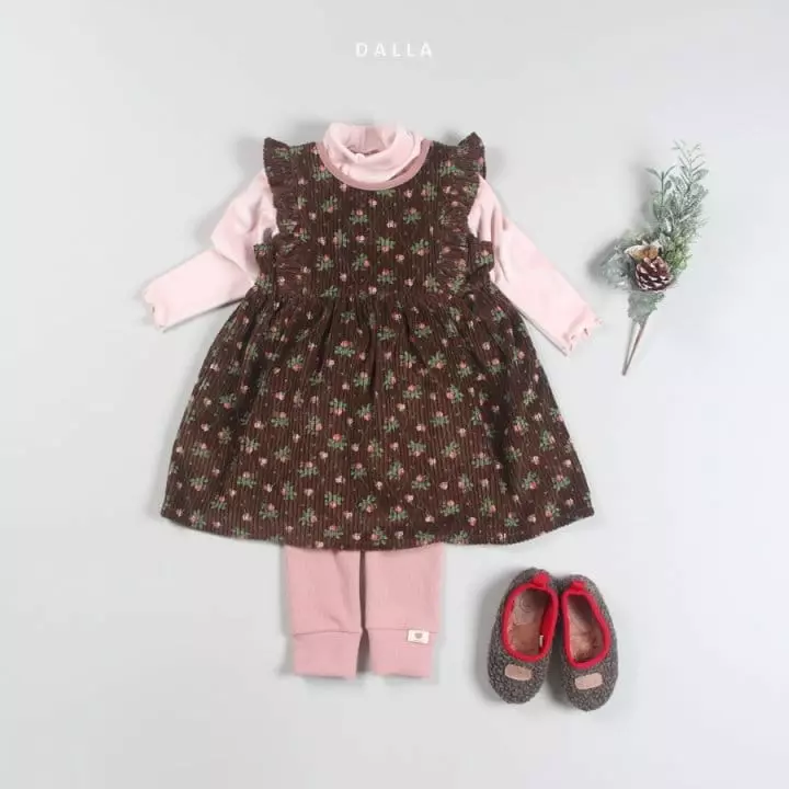 Dalla - Korean Children Fashion - #Kfashion4kids - Rose Rib One-piece - 6