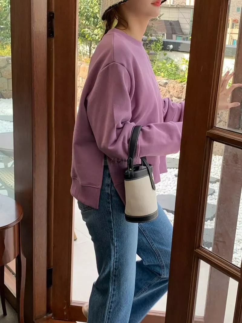 Dawning - Korean Women Fashion - #momslook - Puff Slit Sweatshirt - 12