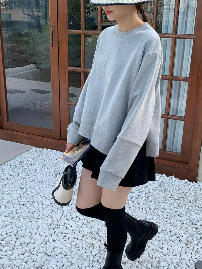 Dawning - Korean Women Fashion - #womensfashion - Puff Slit Sweatshirt - 4