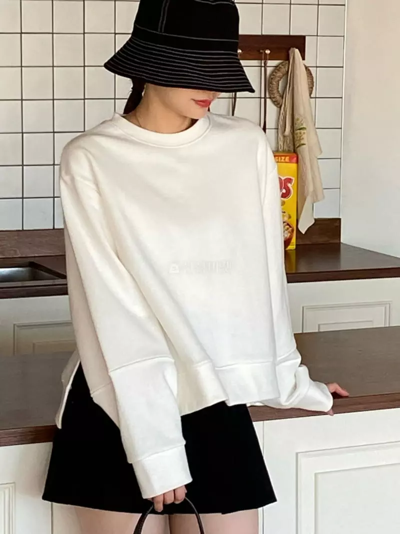 Dawning - Korean Women Fashion - #momslook - Puff Slit Sweatshirt - 6