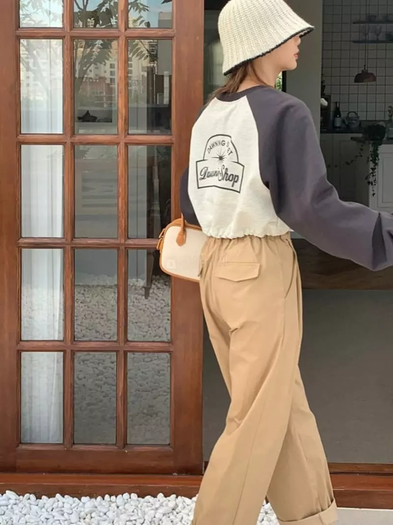 Dawning - Korean Women Fashion - #momslook - Crop String Sweatshirt - 9