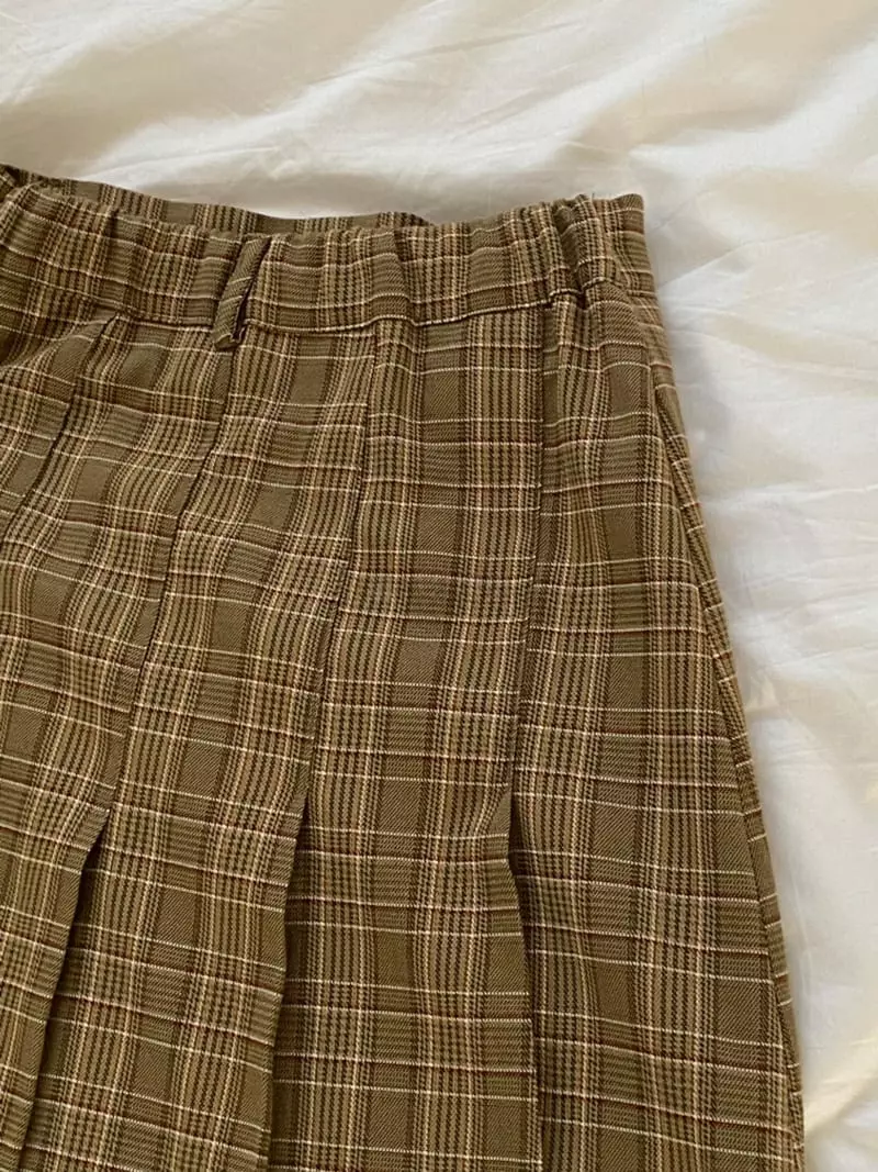 Dawning - Korean Women Fashion - #momslook - Check Wrinkle Skirt - 10