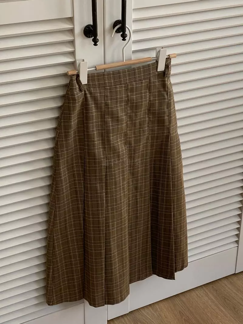 Dawning - Korean Women Fashion - #momslook - Check Wrinkle Skirt - 8