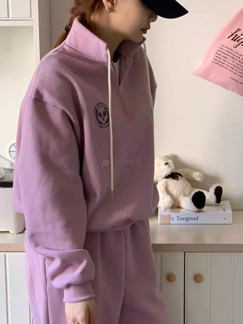 Dawning - Korean Women Fashion - #momslook - Racket Zip-up Loose Sweatshirt - 8