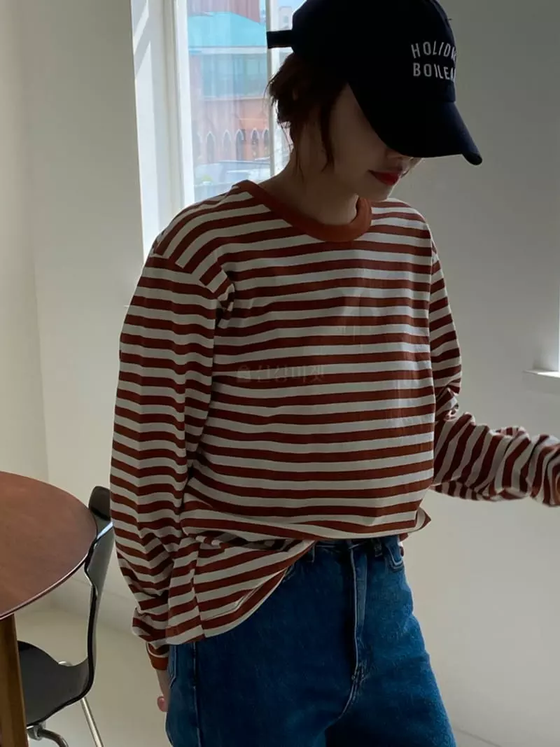 Dawning - Korean Women Fashion - #momslook - Stripes Color Tee - 11