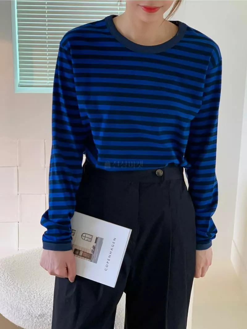 Dawning - Korean Women Fashion - #momslook - Stripes Color Tee - 3