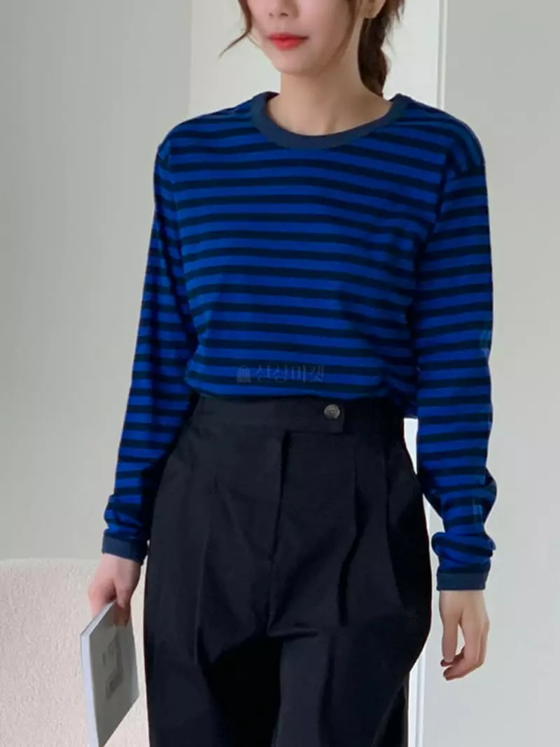Dawning - Korean Women Fashion - #momslook - Stripes Color Tee - 5