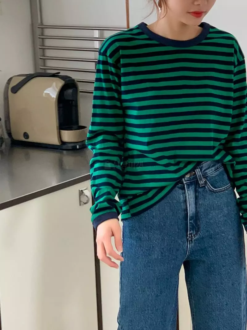Dawning - Korean Women Fashion - #momslook - Stripes Color Tee - 7