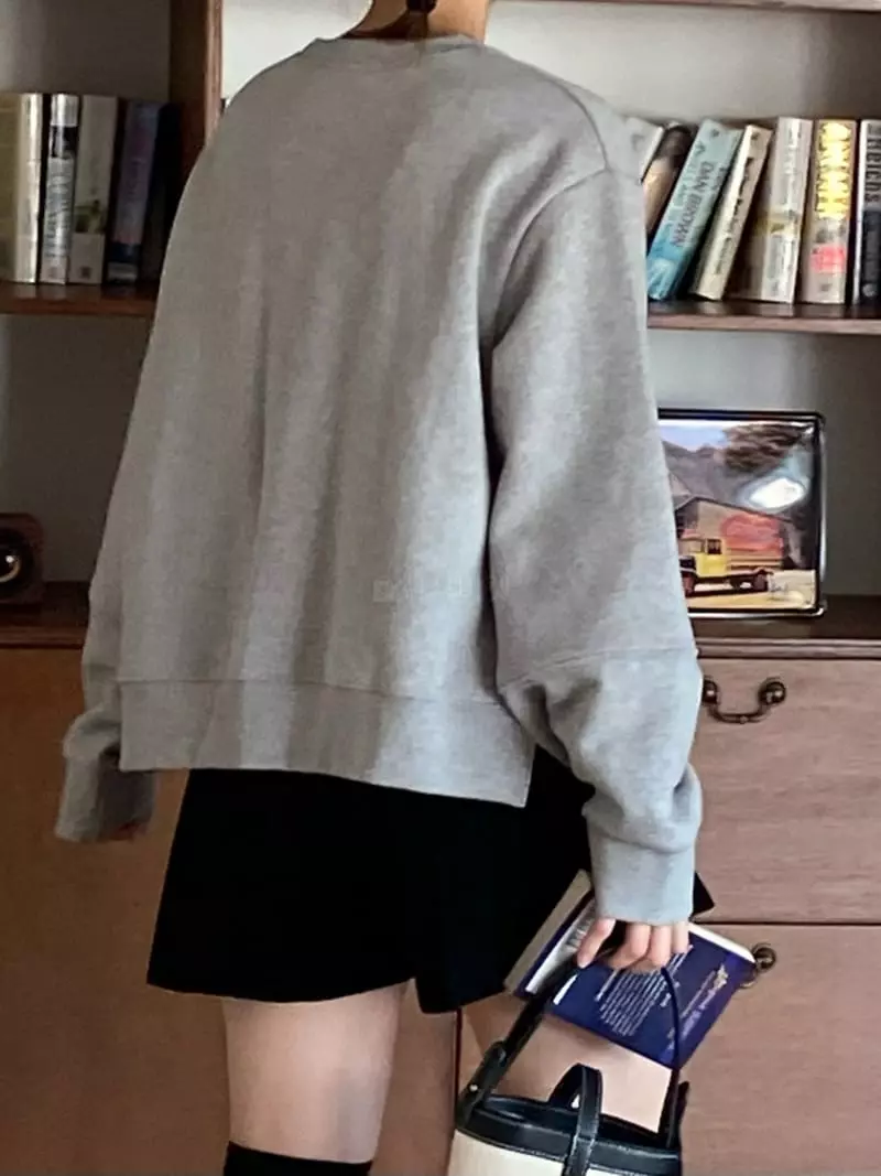 Dawning - Korean Women Fashion - #thelittlethings - Puff Slit Sweatshirt