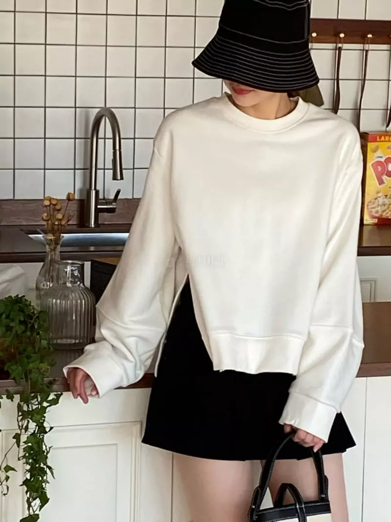 Dawning - Korean Women Fashion - #womensfashion - Puff Slit Sweatshirt - 7