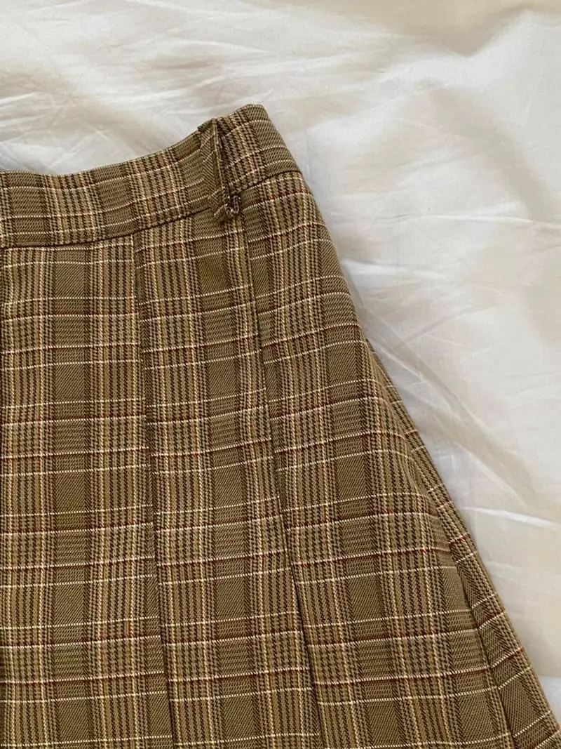 Dawning - Korean Women Fashion - #womensfashion - Check Wrinkle Skirt - 9