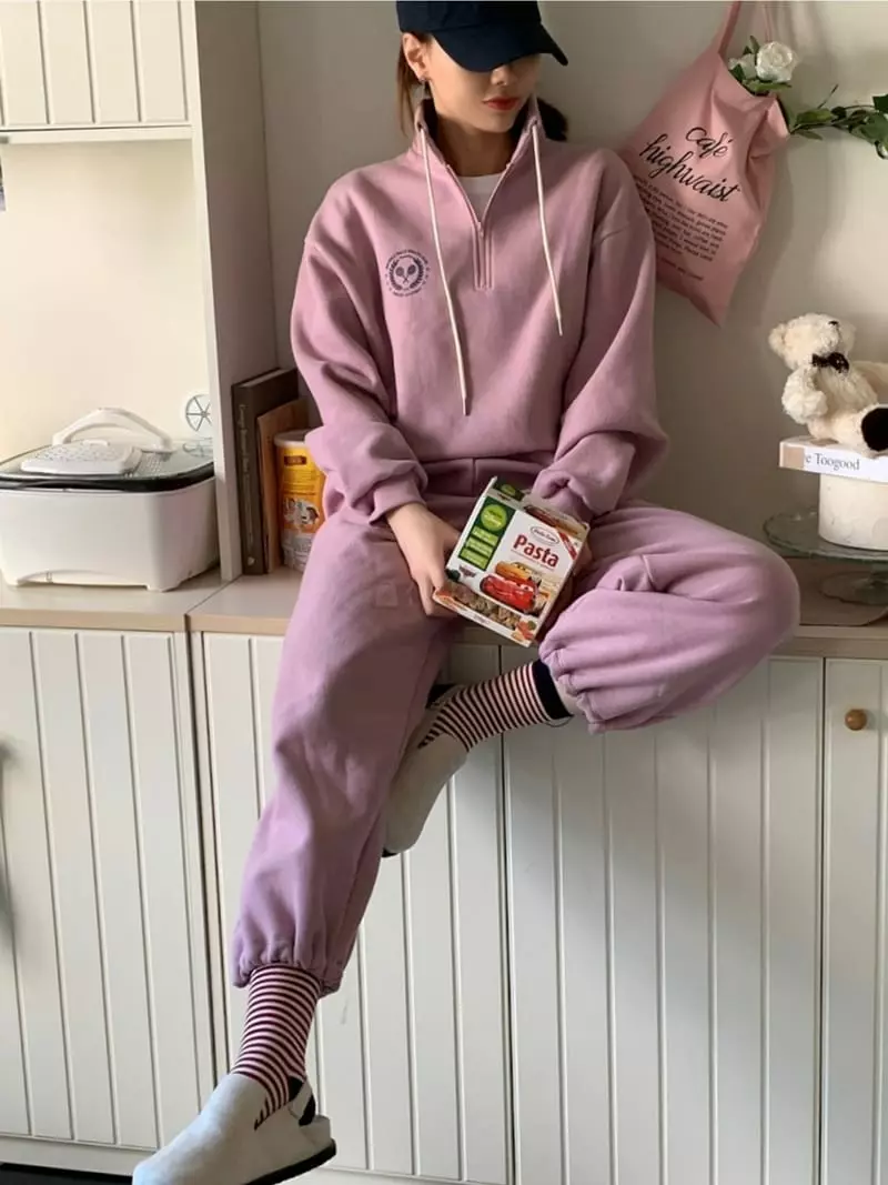 Dawning - Korean Women Fashion - #womensfashion - Racket Zip-up Loose Sweatshirt - 11