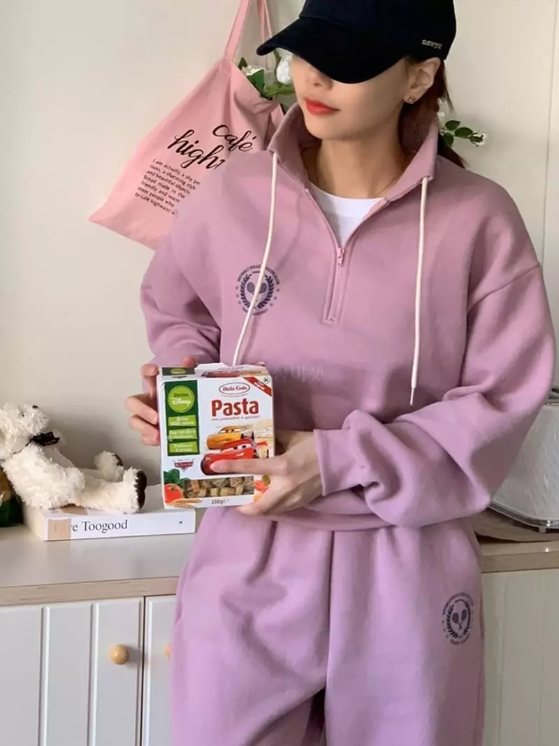 Dawning - Korean Women Fashion - #womensfashion - Racket Zip-up Loose Sweatshirt - 9