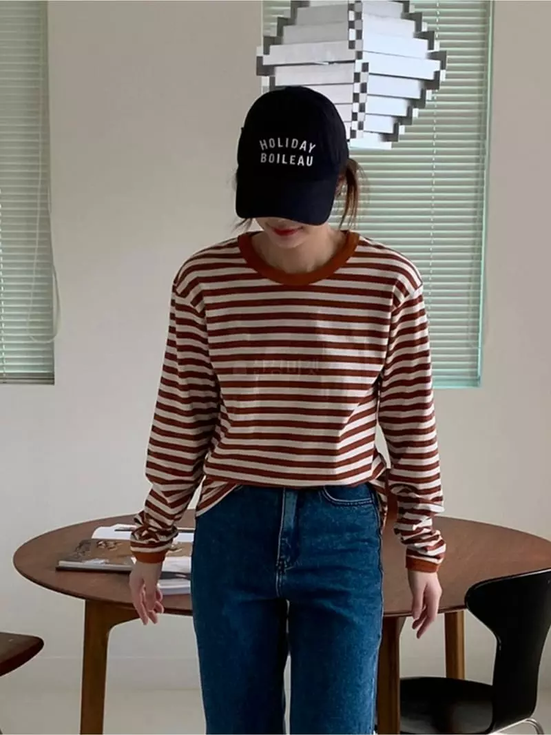 Dawning - Korean Women Fashion - #womensfashion - Stripes Color Tee - 10