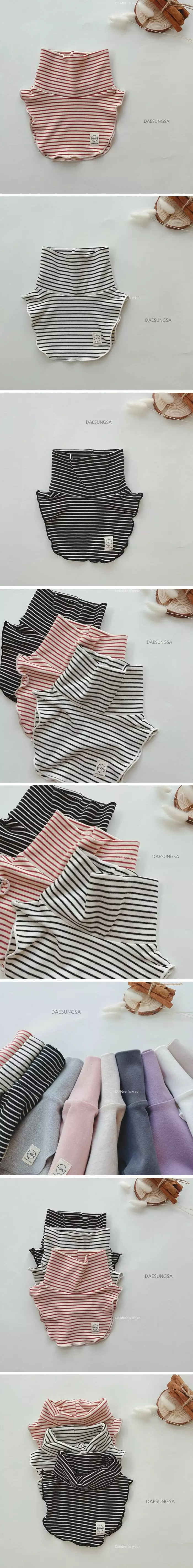 Desungsa - Korean Children Fashion - #childrensboutique - Peach Stripes Fake Turtleneck