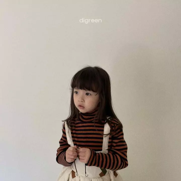 Digreen - Korean Children Fashion - #fashionkids - Eyelet Stripes Turtleneck Tee - 3