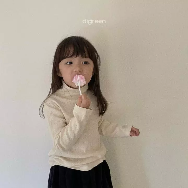 Digreen - Korean Children Fashion - #fashionkids - Eyelet Turtleneck Tee - 2