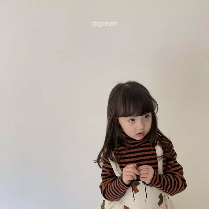 Digreen - Korean Children Fashion - #kidsstore - Eyelet Stripes Turtleneck Tee - 5