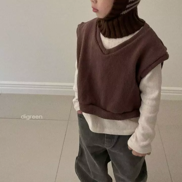 Digreen - Korean Children Fashion - #kidsstore - Crop Knit Vest - 3