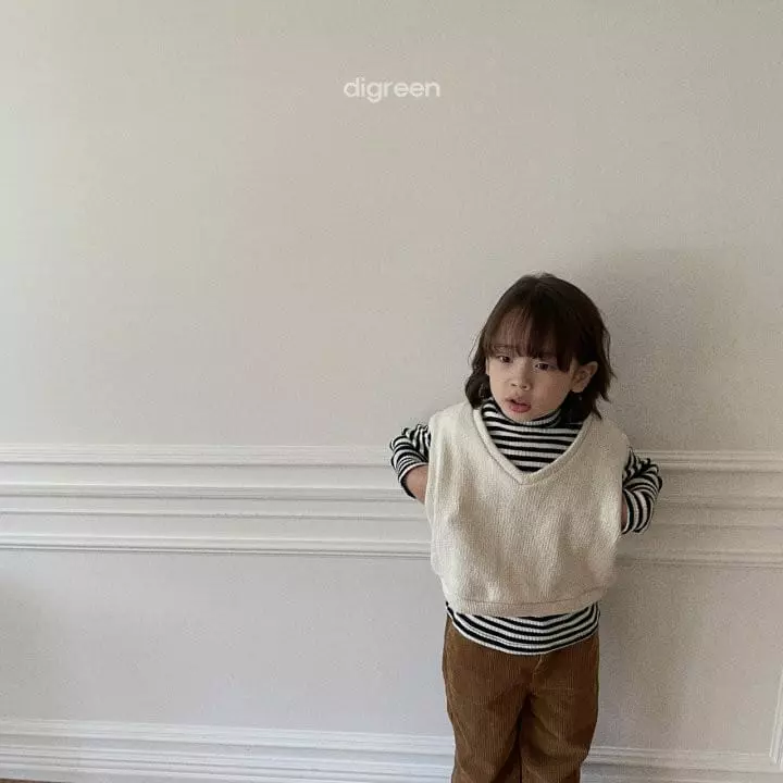 Digreen - Korean Children Fashion - #minifashionista - Eyelet Stripes Turtleneck Tee - 10