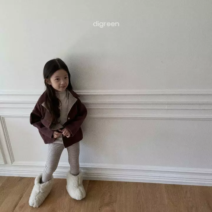 Digreen - Korean Children Fashion - #prettylittlegirls - Maple Stripes Leggings - 6