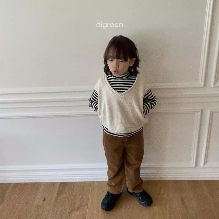 Digreen - Korean Children Fashion - #todddlerfashion - Eyelet Stripes Turtleneck Tee - 12