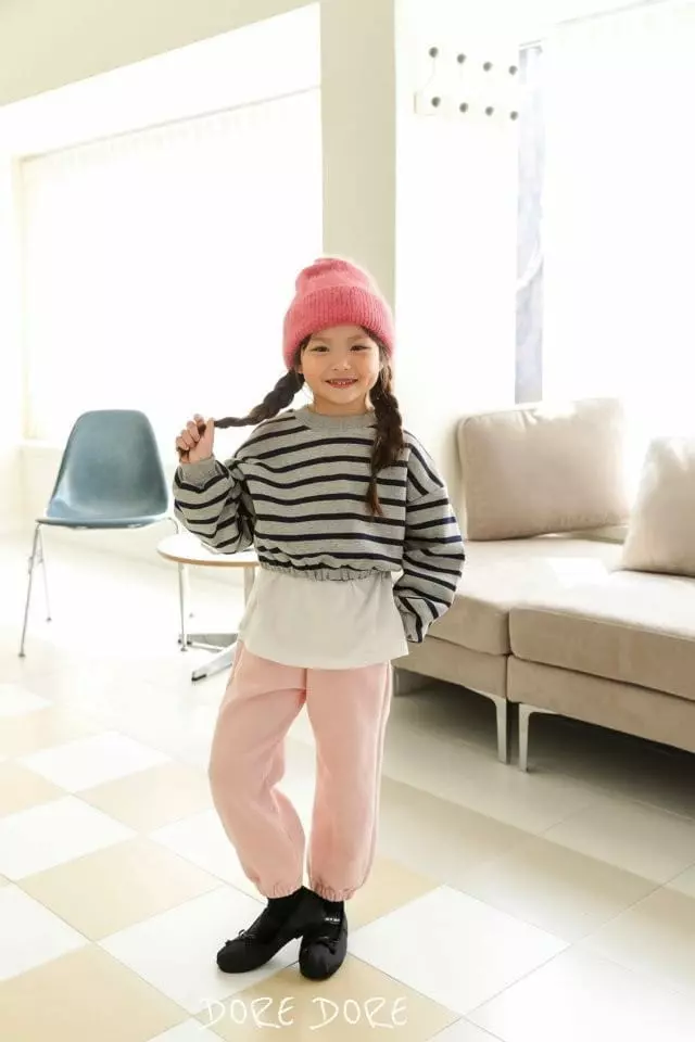 Dore Dore - Korean Children Fashion - #Kfashion4kids - Stripes Fleece Crop Sweatshirt - 2