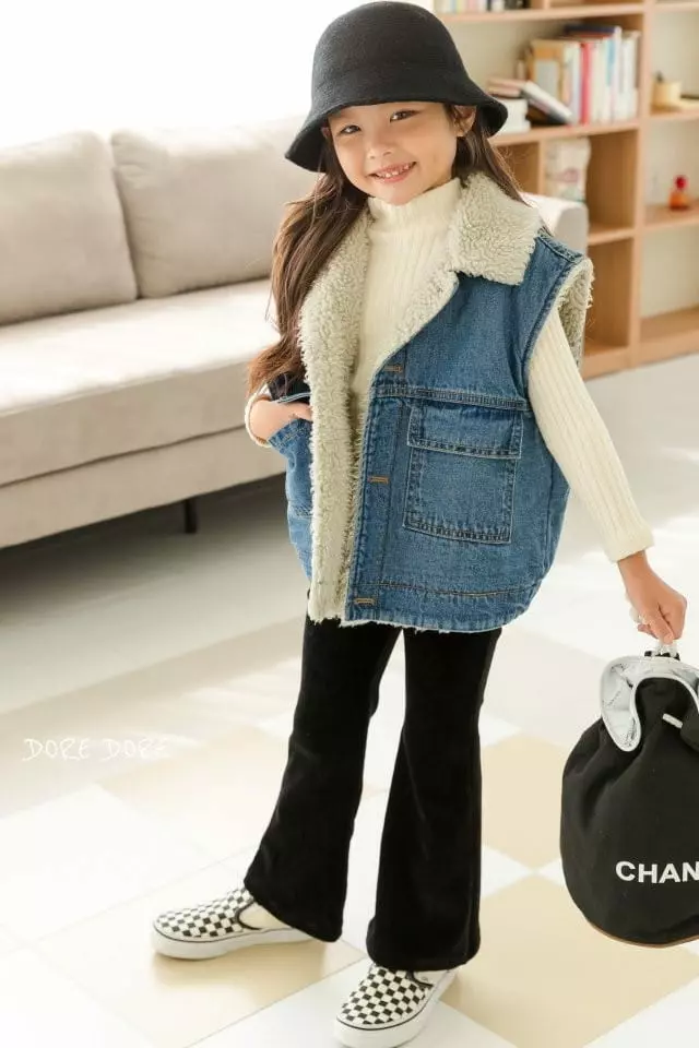 Dore Dore - Korean Children Fashion - #stylishchildhood - Denim Fleece Vest - 4