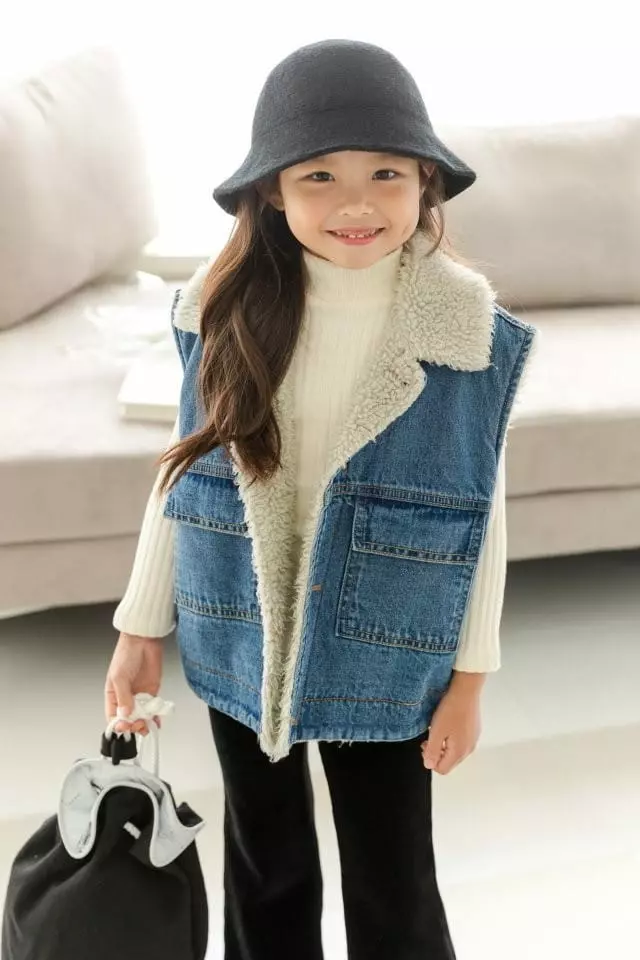 Dore Dore - Korean Children Fashion - #designkidswear - Denim Fleece Vest - 6