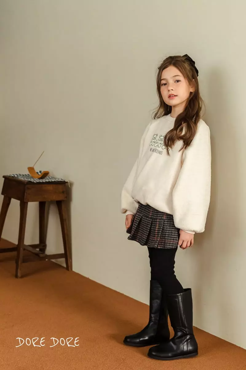Dore Dore - Korean Children Fashion - #discoveringself - Wrinkle check Skirt Leggings - 2