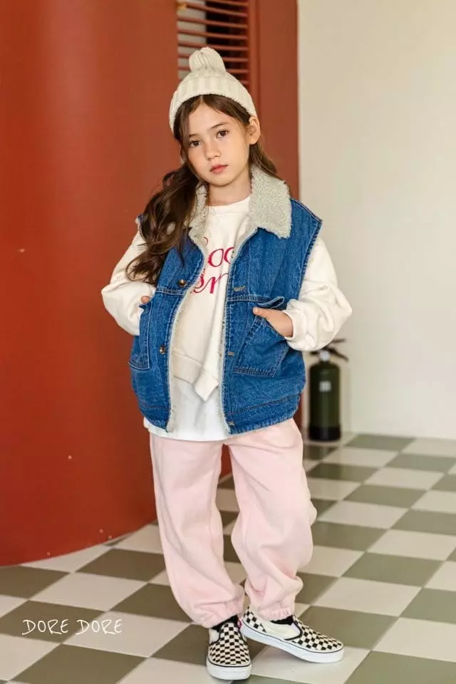 Dore Dore - Korean Children Fashion - #kidsshorts - Denim Fleece Vest - 9