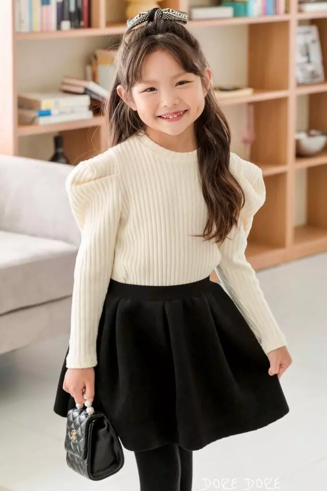 Dore Dore - Korean Children Fashion - #kidsshorts - Rib Puff Tee - 8