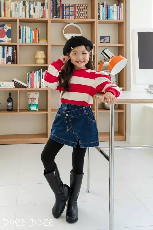 Dore Dore - Korean Children Fashion - #kidsshorts - Lins Stripes Puff Sweatshirt - 2