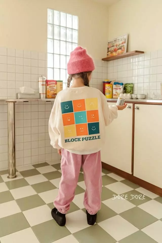 Dore Dore - Korean Children Fashion - #kidsshorts - Block Puzzle Sweatshirt