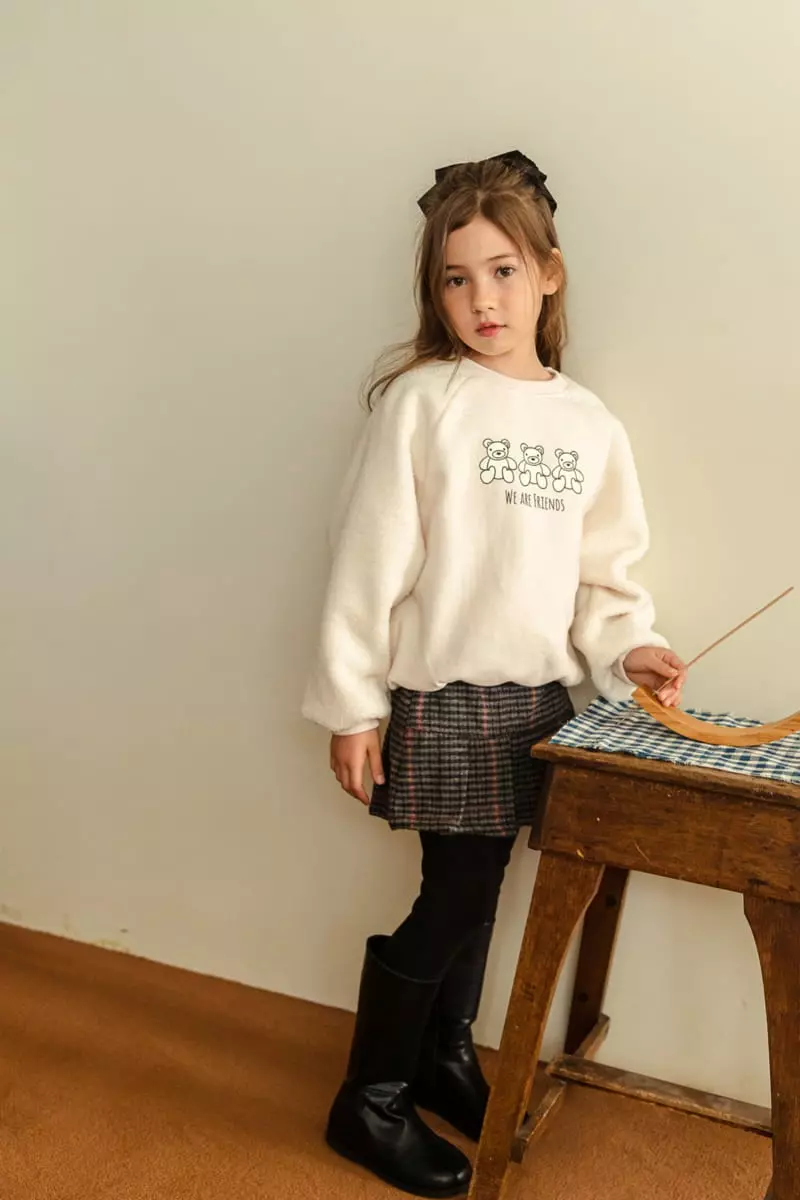 Dore Dore - Korean Children Fashion - #fashionkids - Wrinkle check Skirt Leggings - 4