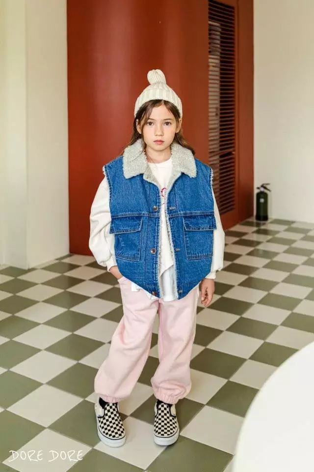Dore Dore - Korean Children Fashion - #kidsstore - Denim Fleece Vest - 10