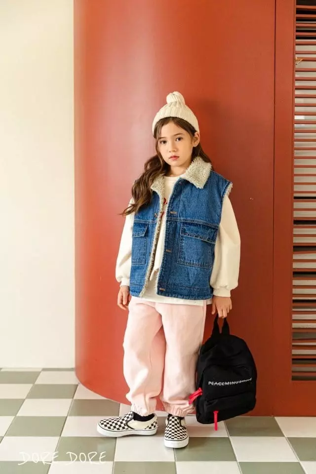 Dore Dore - Korean Children Fashion - #kidzfashiontrend - Denim Fleece Vest - 11