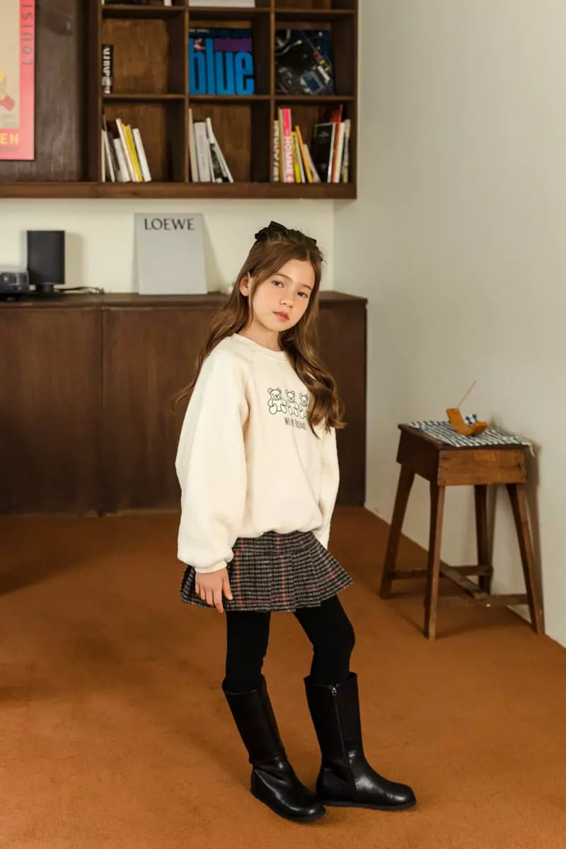 Dore Dore - Korean Children Fashion - #kidzfashiontrend - Wrinkle check Skirt Leggings - 6