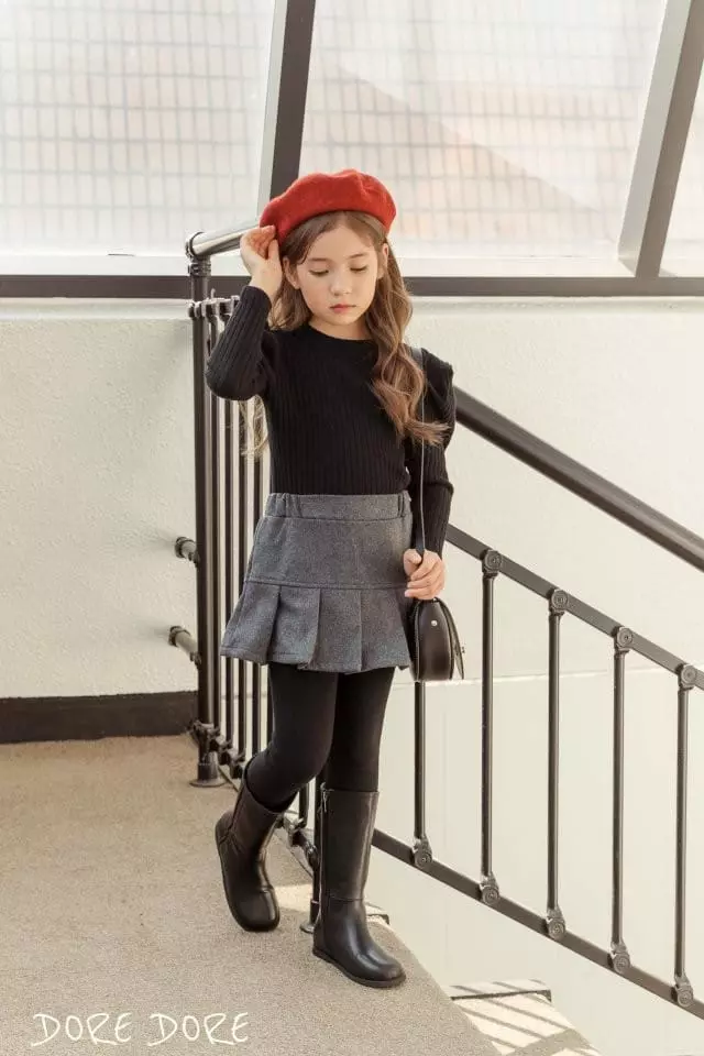 Dore Dore - Korean Children Fashion - #kidzfashiontrend - Mosic Wrinkle Skirt Leggings - 2
