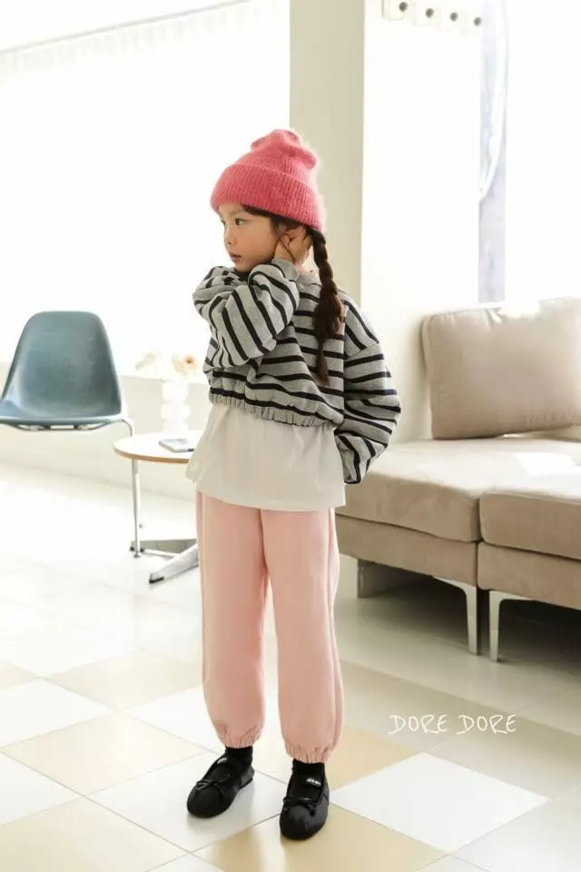 Dore Dore - Korean Children Fashion - #littlefashionista - Stripes Fleece Crop Sweatshirt - 3