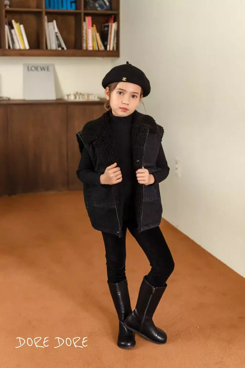 Dore Dore - Korean Children Fashion - #littlefashionista - Rib Veloure Leggings - 2