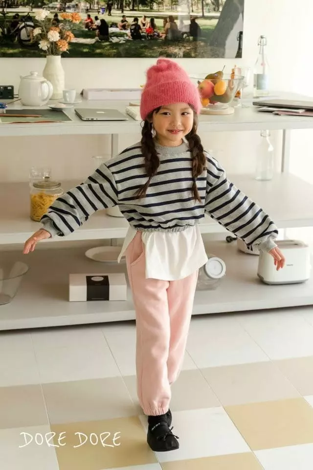 Dore Dore - Korean Children Fashion - #littlefashionista - Stripes Fleece Crop Sweatshirt - 4